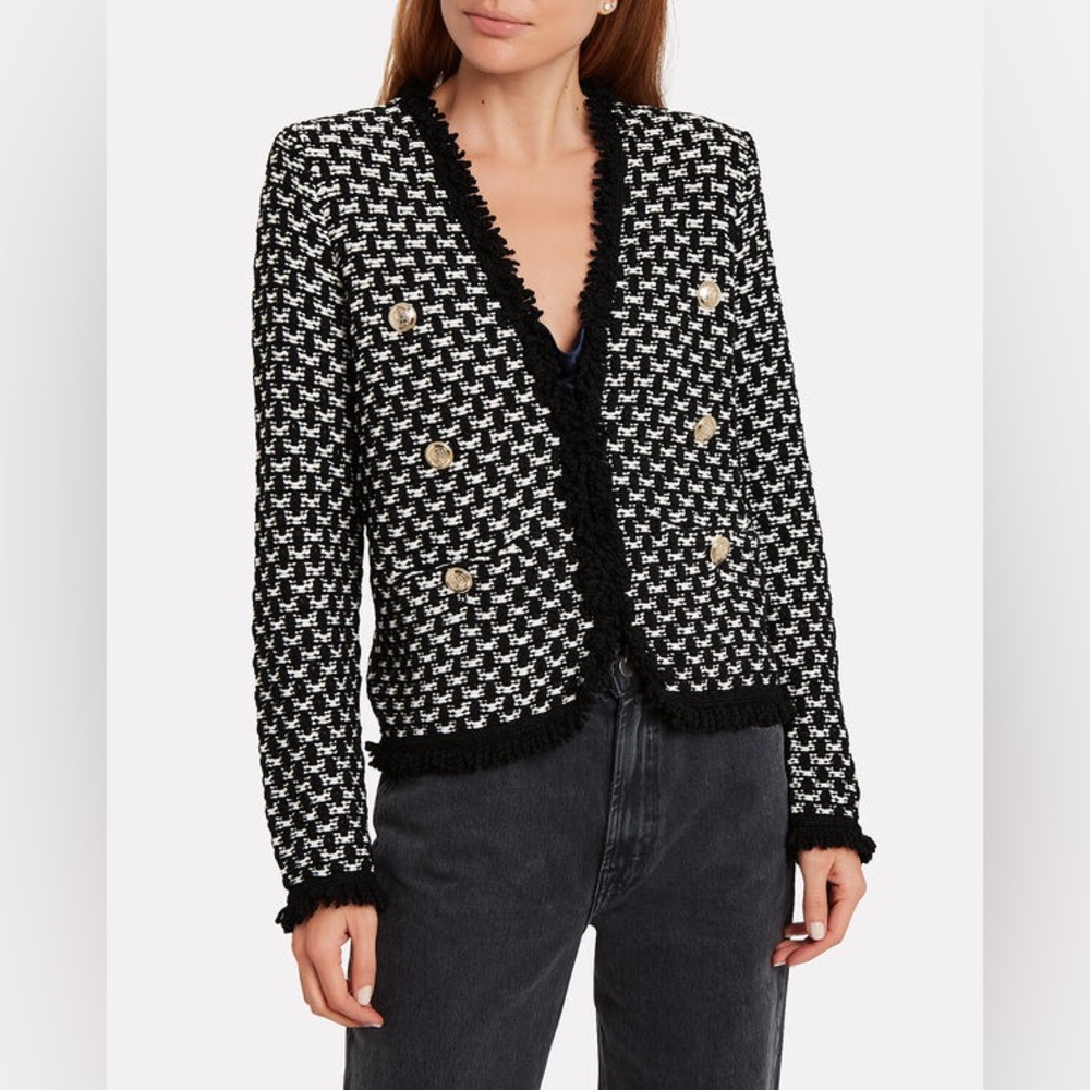 NWOT Intermix Arya Fringed Tweed Jacket